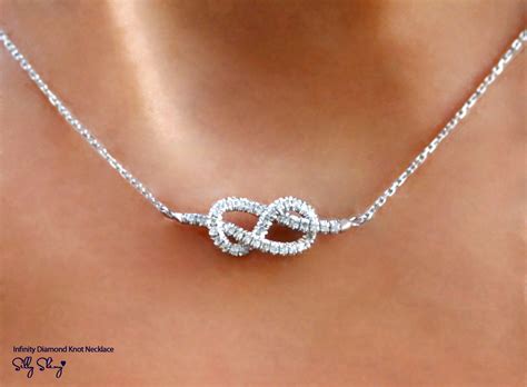 Infinity Knot Diamond Necklace Love Knot by SillyShinyDiamonds