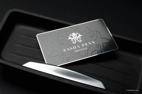 FREE ONLINE elegant black & silver STAINLESS STEEL business card template | RockDesign.com