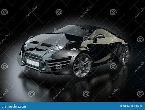 Black Sports Car on a Black Background Stock Illustration ...