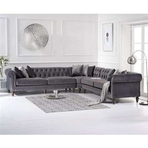 Candela Modern Fabric Corner Sofa In Grey Velvet 2 Seater Corner Sofa ...