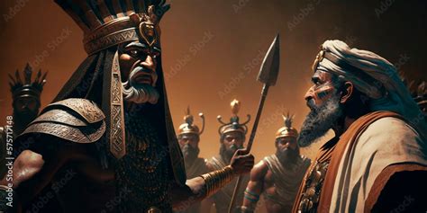 Moses Confronting Pharaoh in Ancient Egypt, Illustration Stock ...