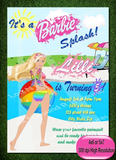 Barbie Invitation // Barbie Birthday // Barbie Pool Party // | Etsy