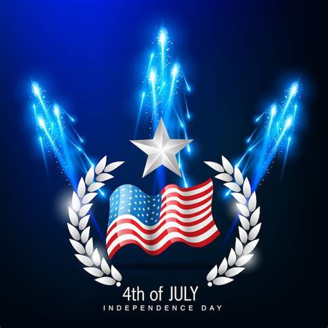 Independence day illustration with blue fireworks | Free Vector