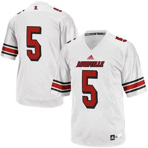 adidas Louisville Cardinals #5 Youth Replica Football Jersey - White