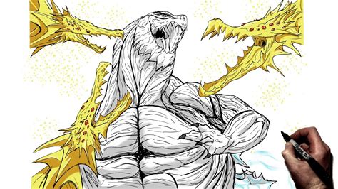 How To Draw Godzilla Earth Vs Planet Eater Ghidorah | Step By Step ...