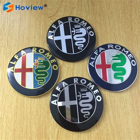 2015 Hot sale 2pcs 74mm ALFA ROMEO Car Logo front emblem rear Badge sticker for Mito 147 156 159 ...