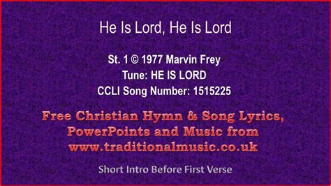 He Is Lord, He Is Lord - Hymn Lyrics & Music - YouTube