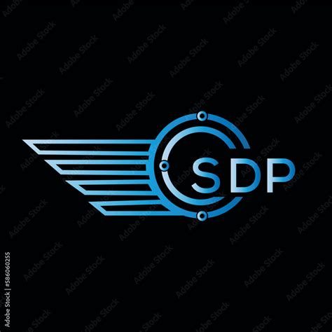 SDP letter logo. SDP blue vector image on black background. SDP ...