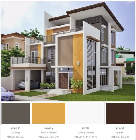 This awesome House Exterior has 4 colors combination with Wenge, Indian ...