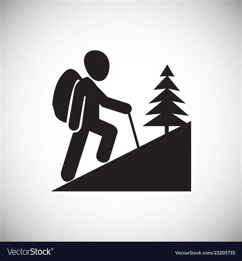 Hiking icon on white background for graphic Vector Image