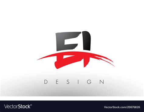 Ei e i brush logo letters with red and black Vector Image