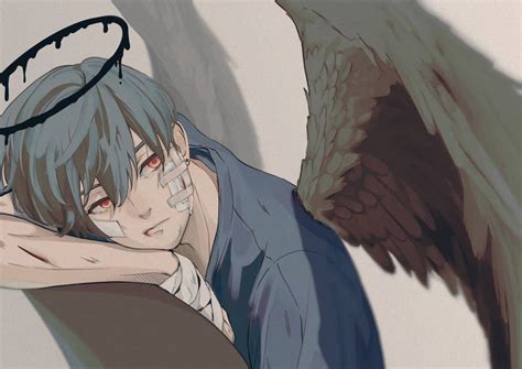 Download Sad Boy Anime Angel Wings Wallpaper | Wallpapers.com