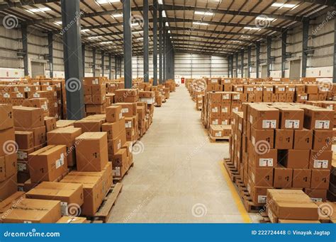 Warehouse, Package Shipment, Freight Transportation and Delivery Concept, Cardboard Boxes on ...