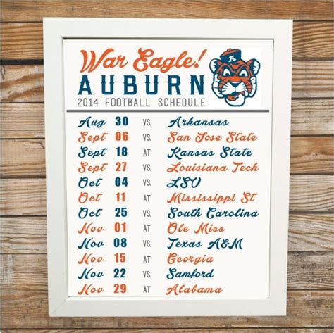 Items similar to Auburn University Football 2014 Schedule - Instant ...