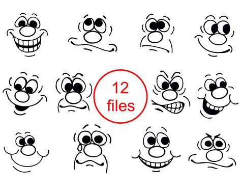 12 Cartoon Faces Clipart Collection Cartoon Faces SVG Bundle - Etsy