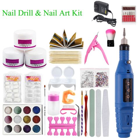 iMeshbean Nail Art Kit, Nail Drill Machine, Acrylic Powder Liquid Brush Glitter Clipper Primer ...