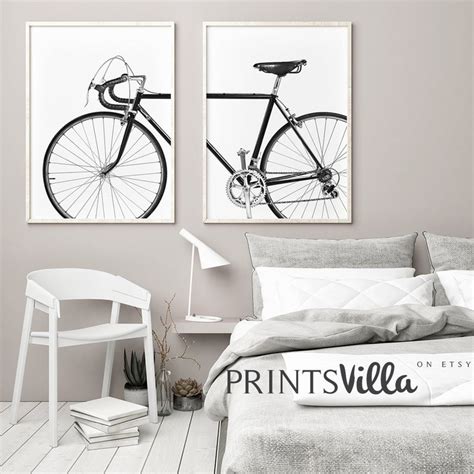 Bicycle Wall Art Set Of 2 Prints Bike Print Black And White | Etsy