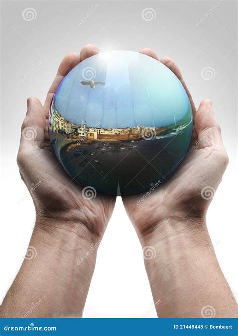 Male Hand Holding A Crystal Ball Royalty Free Stock Photos - Image: 21448448