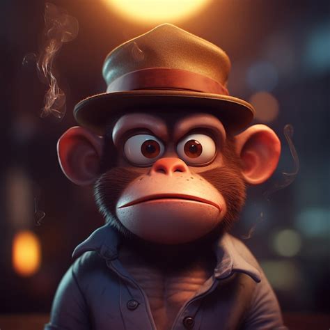 Premium Photo | A monkey with a hat and a jacket is wearing a hat.