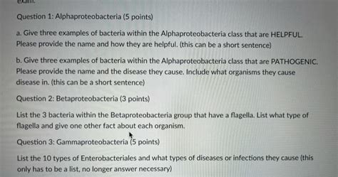 Solved exam. Question 1: Alphaproteobacteria (5 points) a. | Chegg.com