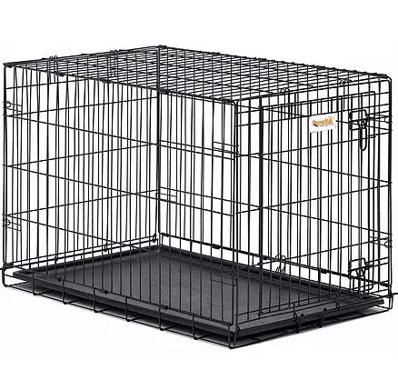 Qpets » Qpets Dog Crate, Folding Dog Kennel, Dog Cage, Two Doors, with a Tray