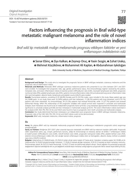 (PDF) Factors influencing the prognosis in Braf wild-type metastatic malignant melanoma and the ...