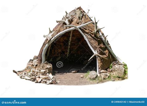 Hut Made of Animal Skins and Bones. Reconstruction of the Human Home of ...