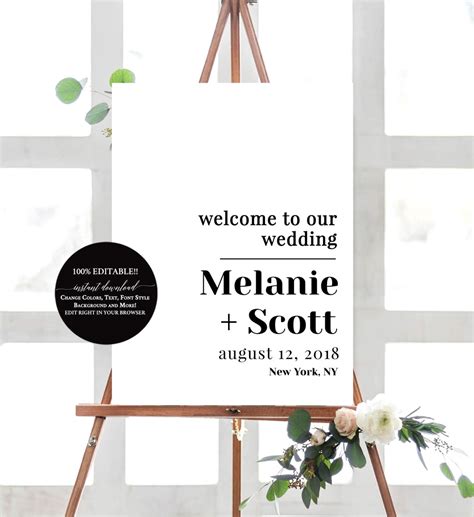 Welcome to Our Wedding Sign Printable Template, Modern Wedding Sign ...