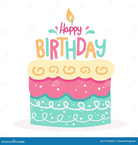 Birthday Cake Cartoon Drawing Stock Vector - Illustration of sign ...