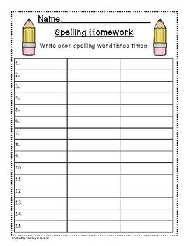 Spelling Packet/Templates for 15 Words (Homework/Center) | Teaching spelling words, Teaching ...