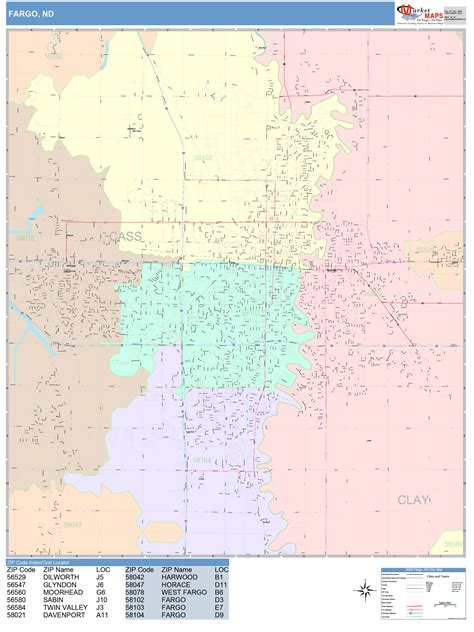 Fargo North Dakota Wall Map (Color Cast Style) by MarketMAPS - MapSales.com