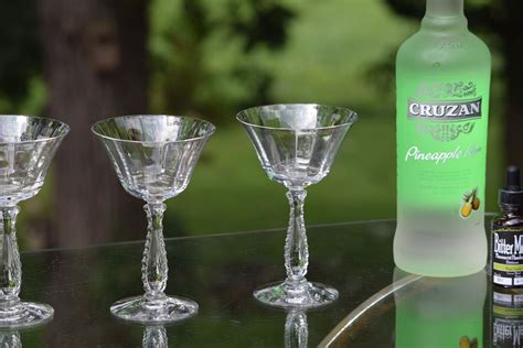 Vintage CRYSTAL Cocktail Martini glasses, Set of 4, Fostoria - Silver ...