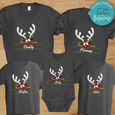 Funny Reindeer Family Matching Christmas Shirts | Bobotemp