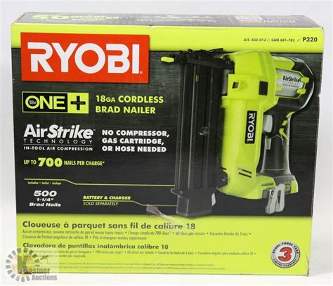 RYOBI 18GA CORDLESS BRAD NAILER IN BOX AIR STRIKE - Kastner Auctions