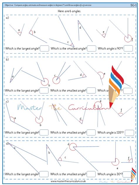 Compare angles, estimate and measure angles in degrees (°) and draw angles of a given size (4 ...