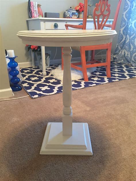 DIY pedestal table for office, first time plating around with the hand rotary tool. White ...