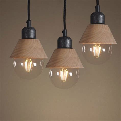 Wooden Mini Pendant Light Pack of 3