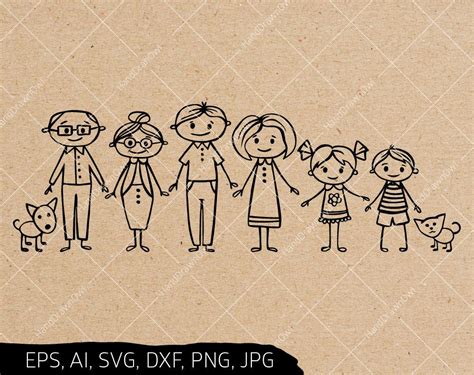 Stick Figure Family, Stick Family, Easy Drawings For Kids, Cute Drawings, Flower Svg Files ...