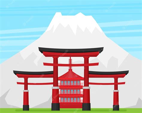 Premium Vector | Japanese torii gate national symbol traditional structure flat vector ...