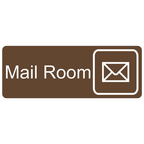 Mail Room White on Brown Engraved Sign EGRE-415-SYM-WHTonBrown