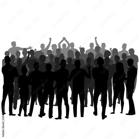 a crowd of people standing backwards. vector silhouette of a group of people Stock Vector ...