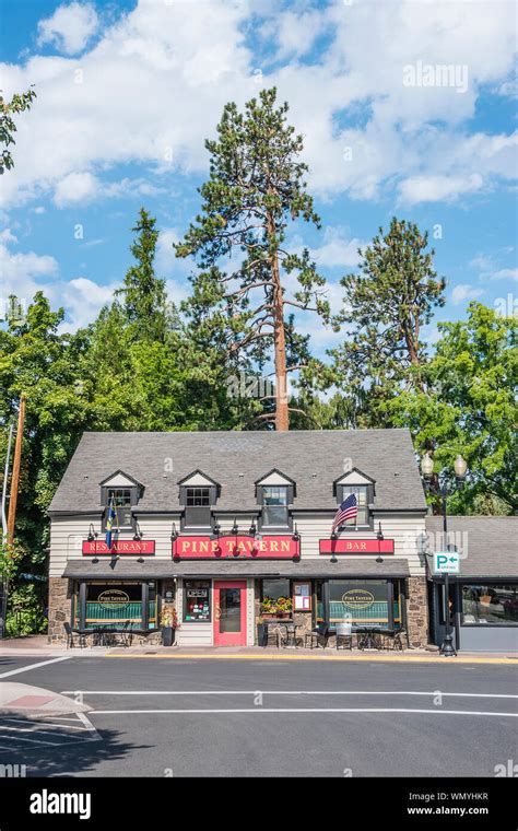 Exterior of the front of the Pine Tavern, Bend, Oregon, a very popular ...