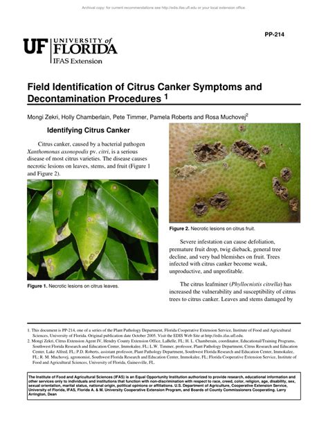 (PDF) Field Identification of Citrus Canker Symptoms and ...