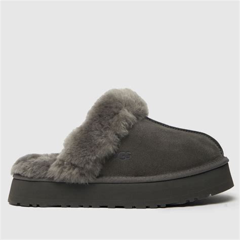 UGG Dark Grey Disquette Slippers - ShoeFreak