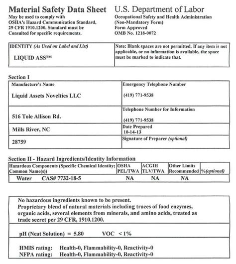 MSDS Data Sheet – Liquid ASS - An ASSman approved site!