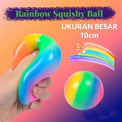 Jual Rainbow Squishy balls / Stress Ball UKURAN BESAR 10CM Penghilang Stress Mainan Squisi ...