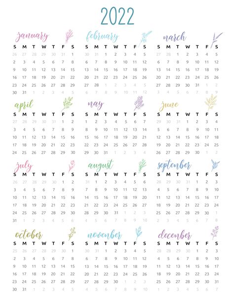 2022 Yearly Calendar Printable - World of Printables