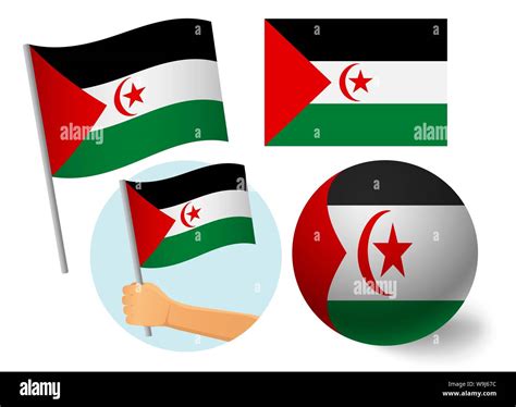 Sahrawi Arab Democratic Republic flag icon set. National flag of ...