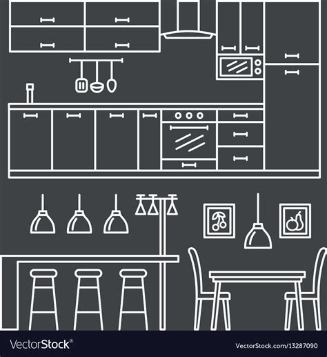 Kitchen modern furniture Royalty Free Vector Image