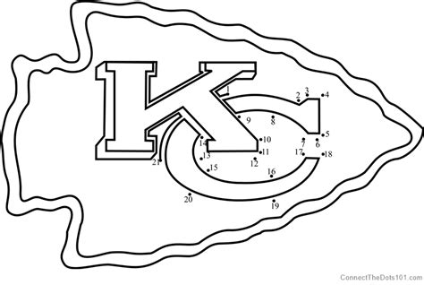 Kansas City Chiefs Logo dot to dot printable worksheet - Connect The Dots